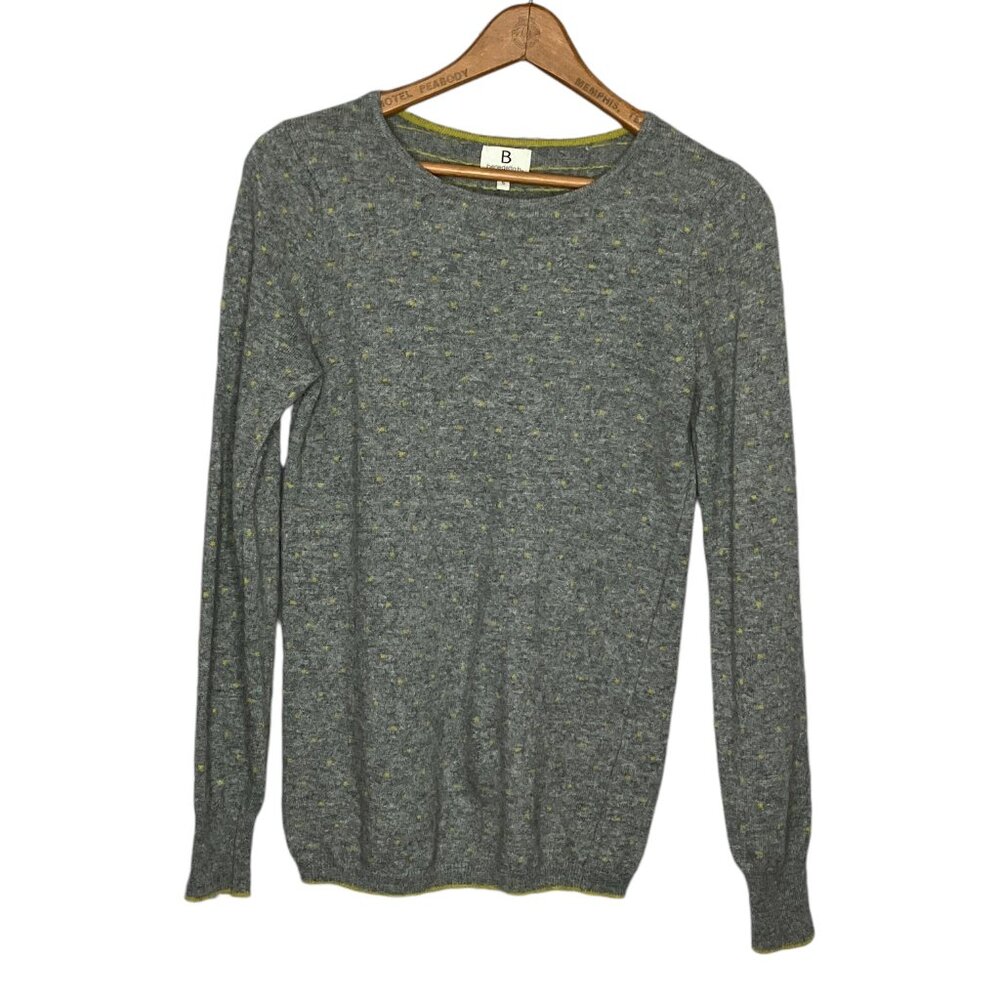Anthropologie S Benedetta B‎ Gray Green Polka Dot Wool Mohair Cashmere Sweater
